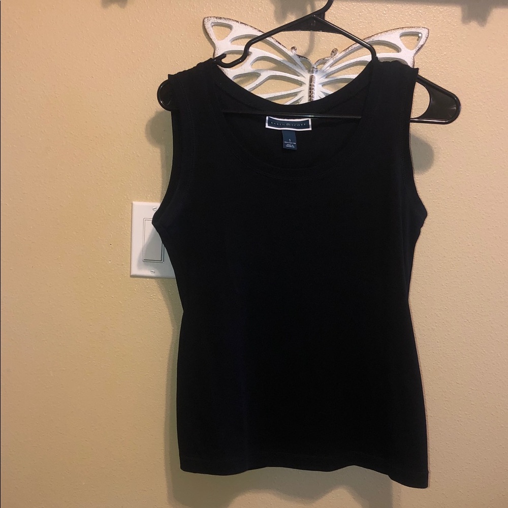 Karen Scott Black Crewneck Tank Top